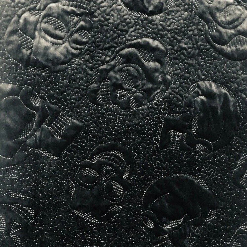 Shabby Chic Halloween Silver Skull Black Velvet Tablecloth 50
